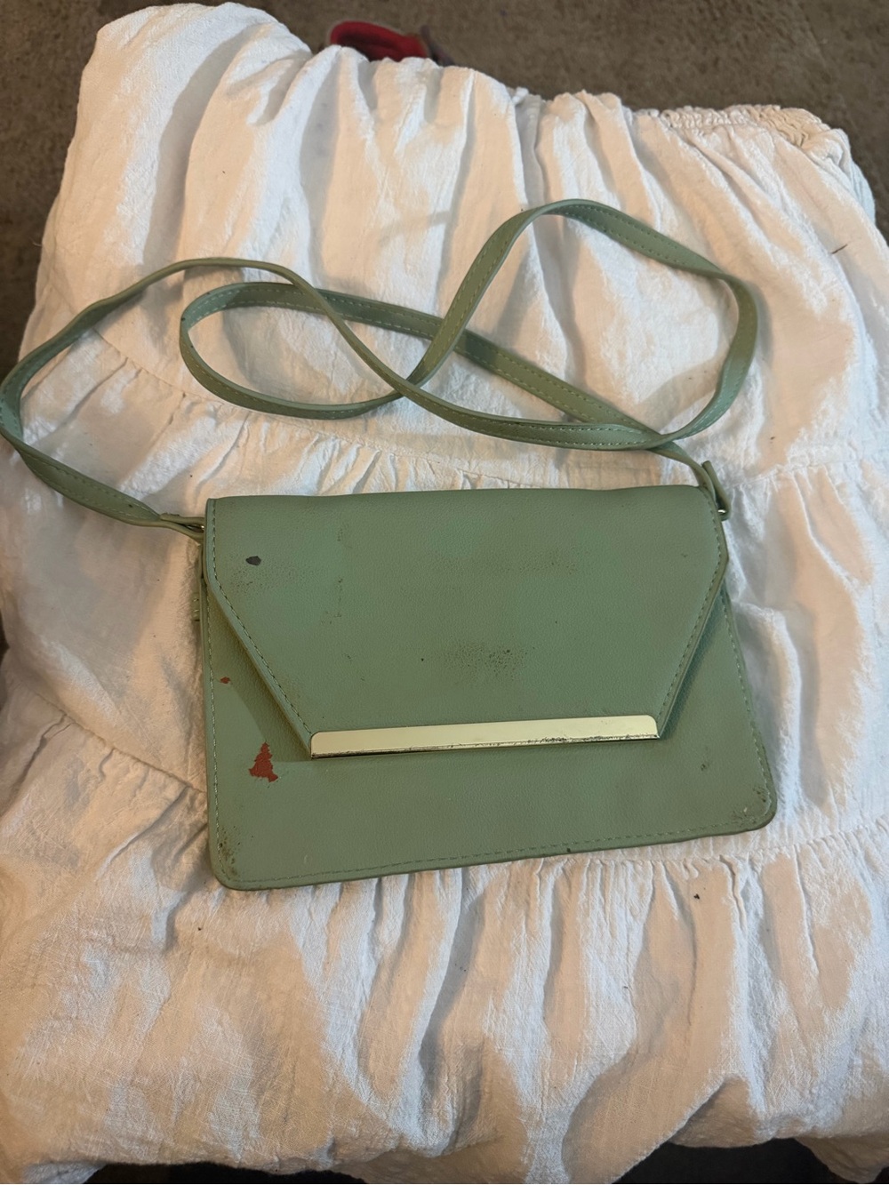 Mint Green Crossbody Bag with Gold Accent